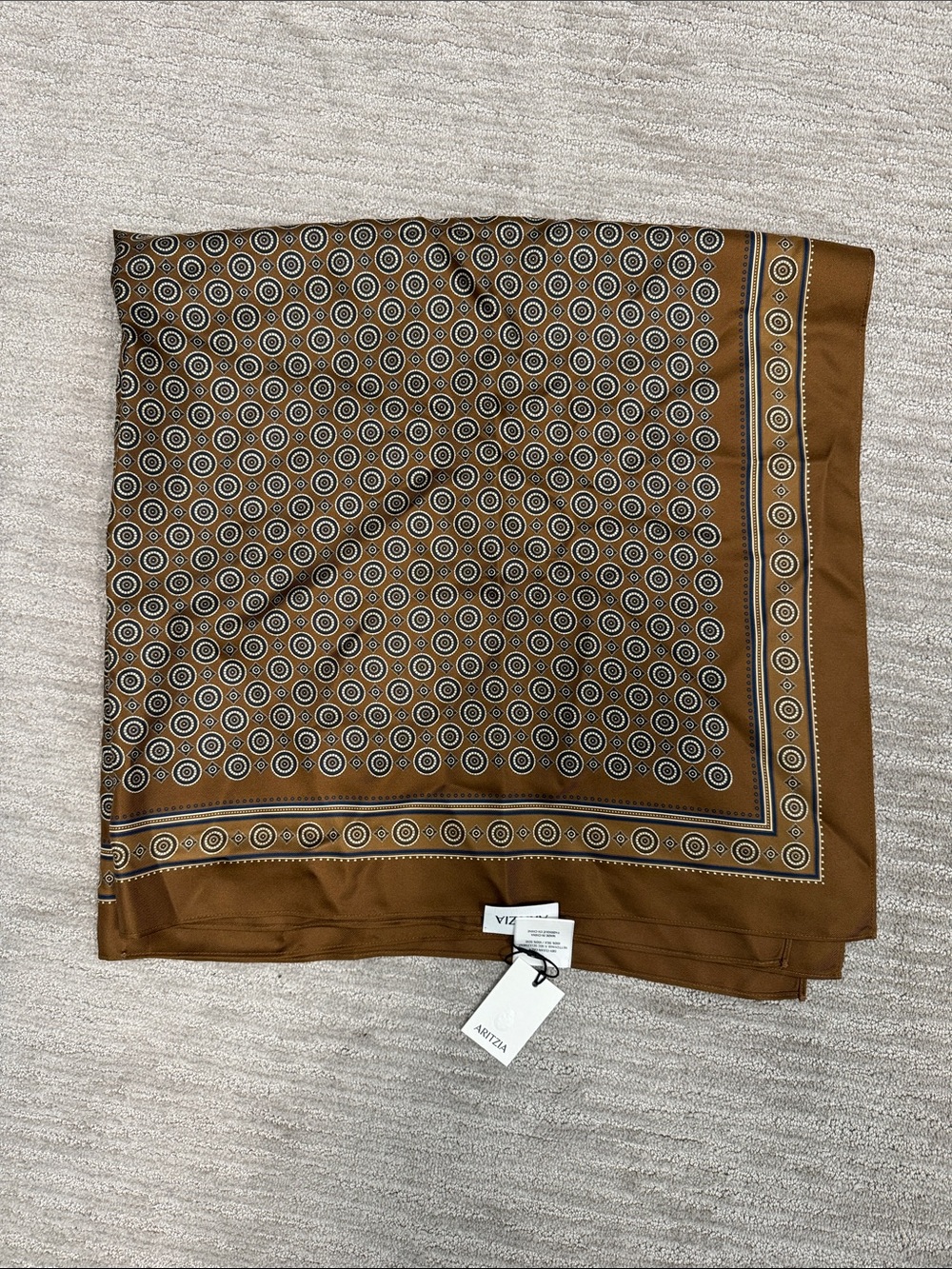 Aritzia NWT Elite Silk Scarf Large Chocolate Brown
